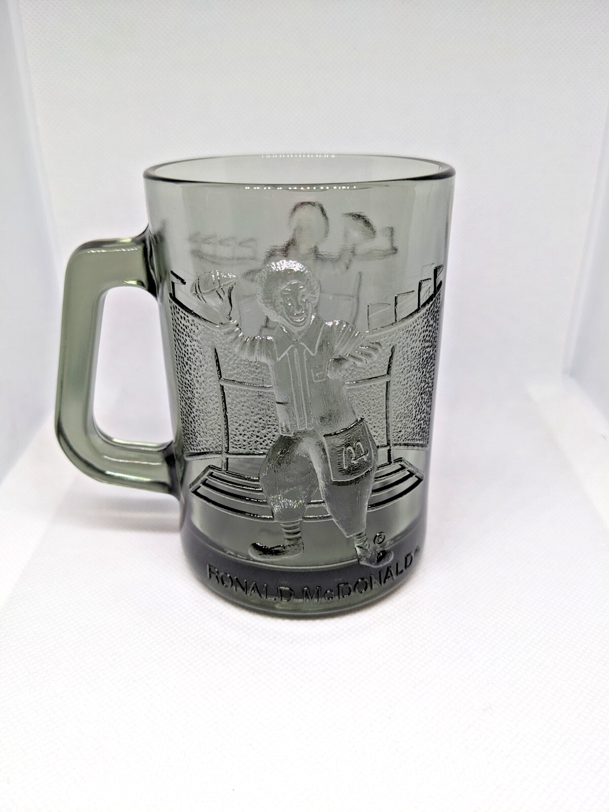 Vintage McDonalds1970's Smokey Glass Mug Ronald Football