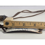 Vintage Leather Tie Belt Enamel Feather Boho Braided