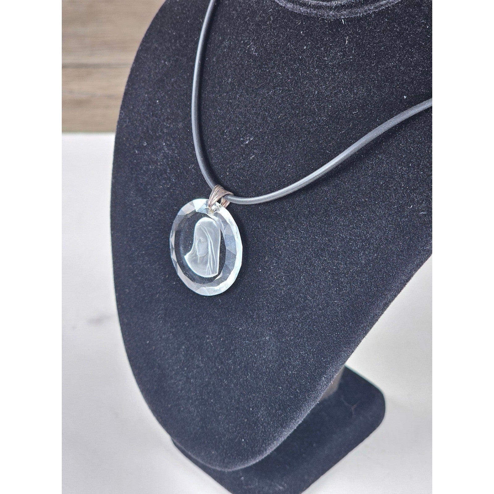 Vintage Swarovski Crystal Madonna Pendant 925 Silver Necklace