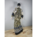Vintage 1920s Porcelain Doll Gold White Lace Feather Boa In Box