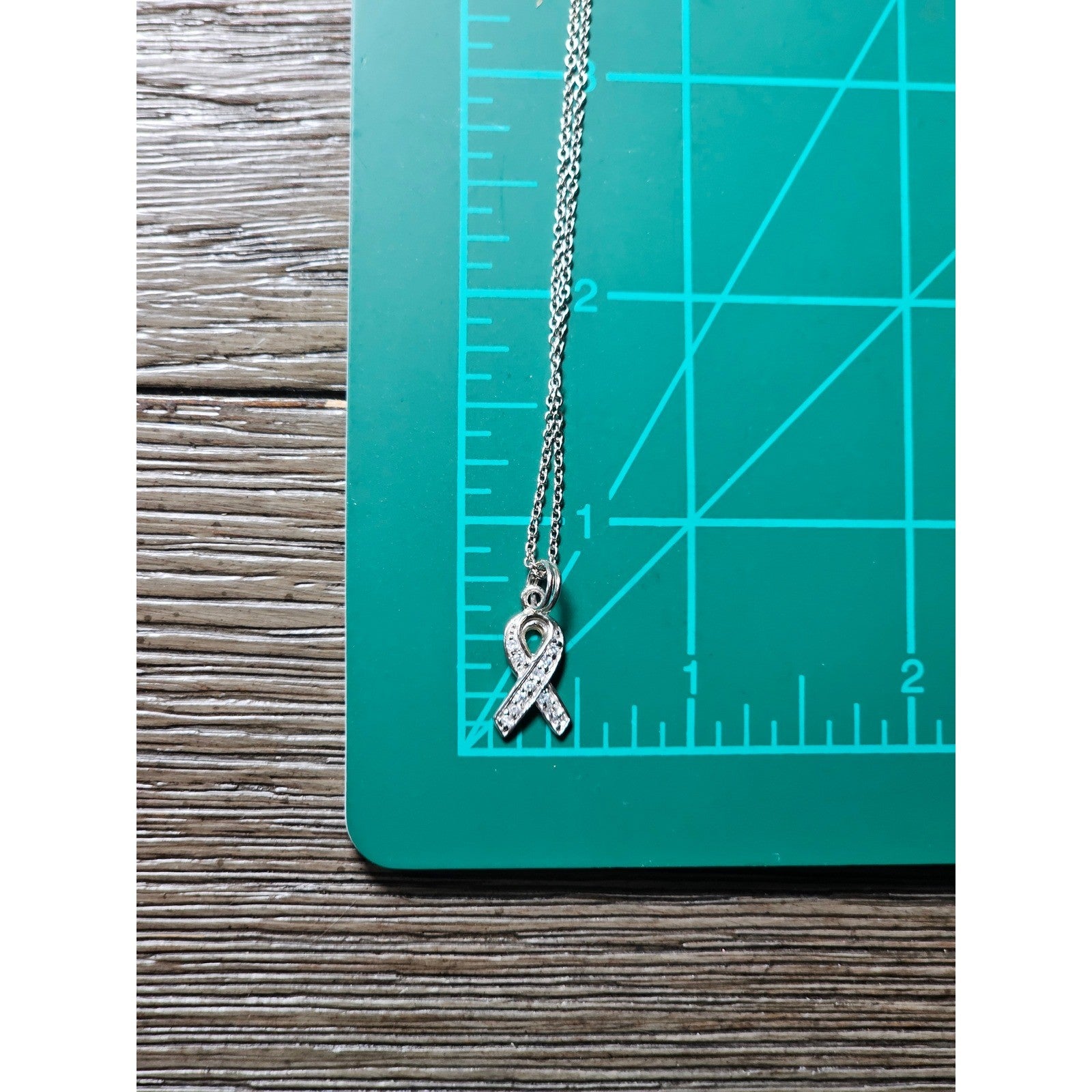 Vintage Sterling Silver Ribbon Pendant Necklace Small Charm