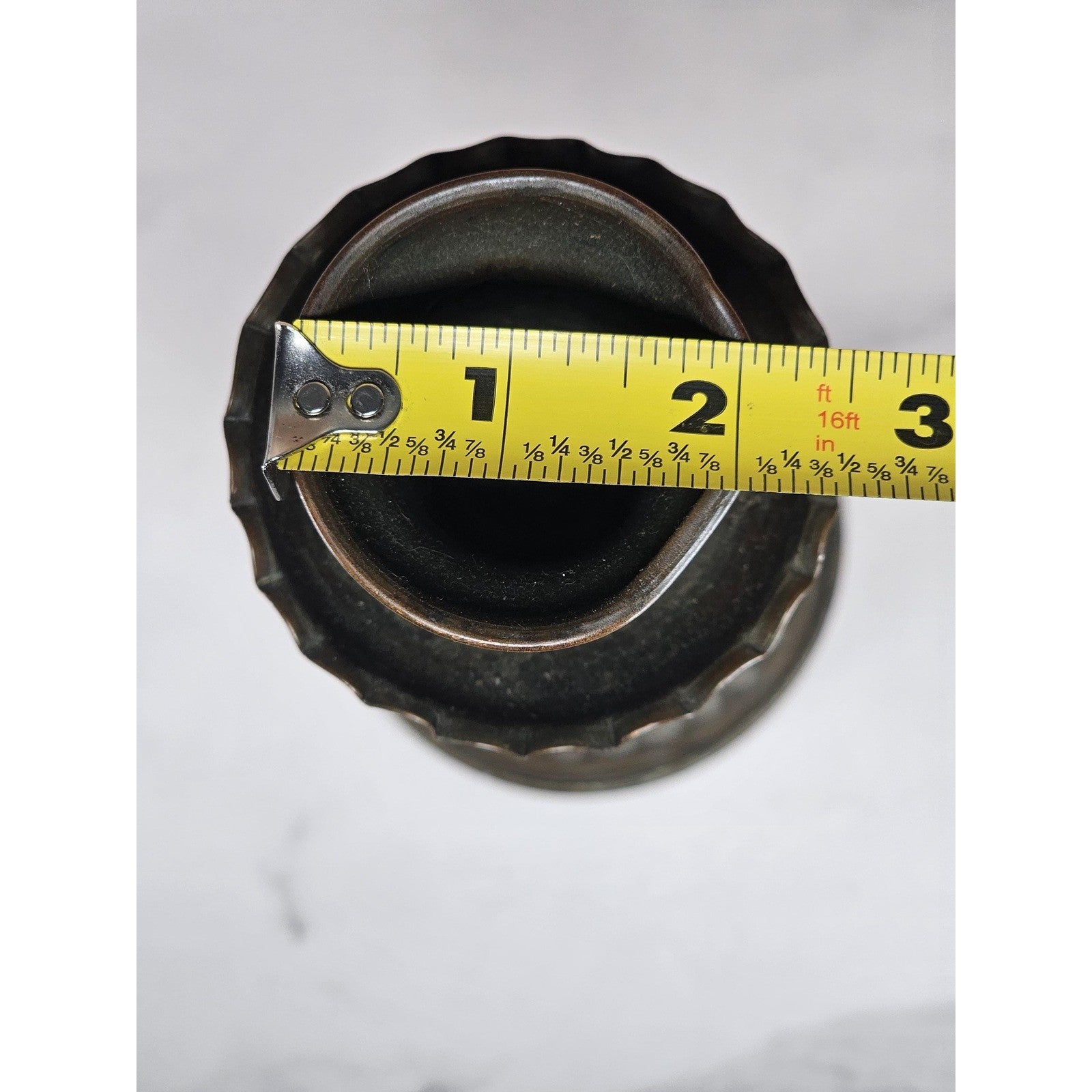 Antique Tinned Copper Candlestick Holder 12" Embossed Design