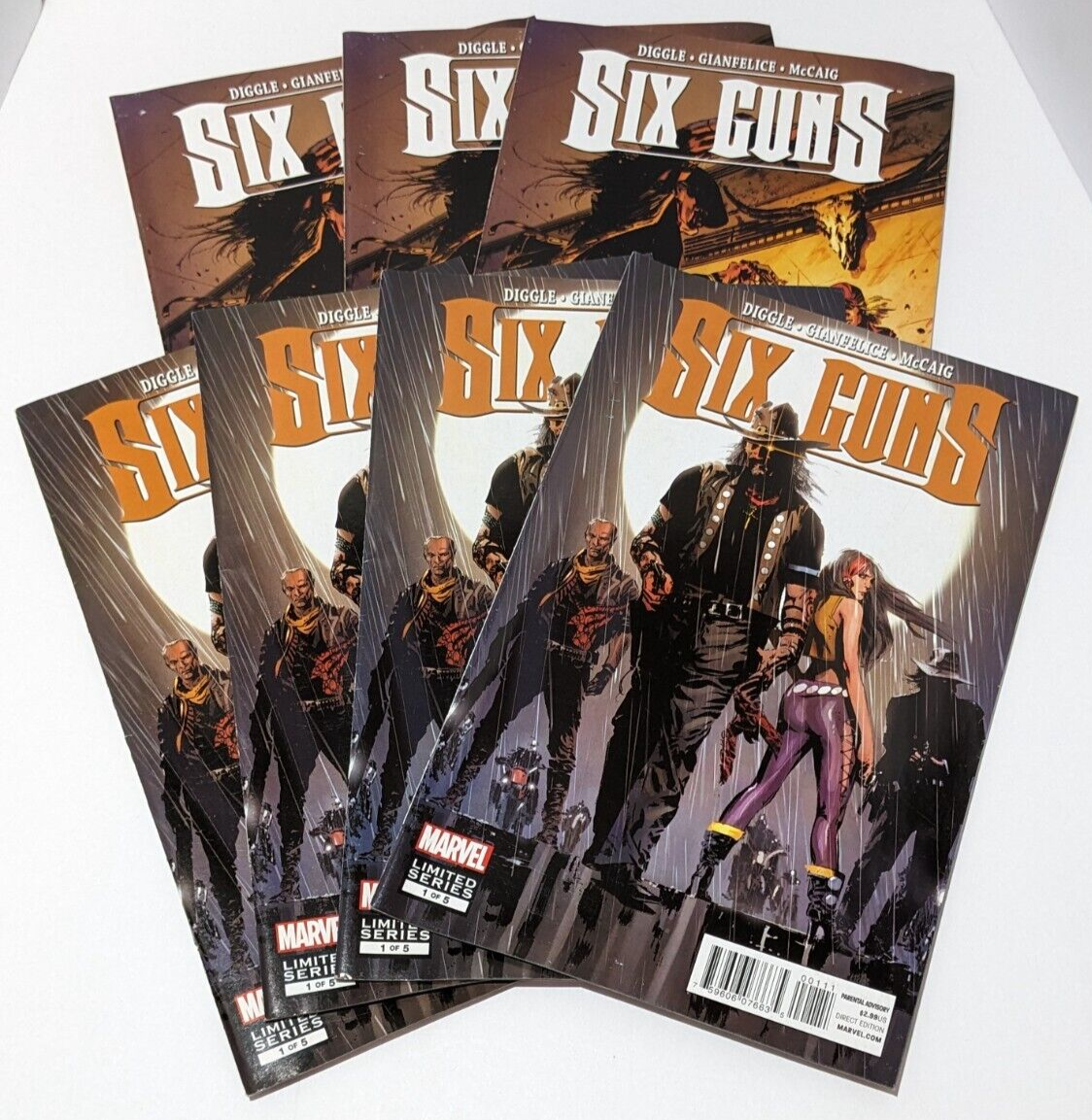 Lot of 7 Six Guns Comics by Marvel #1 (x4) and #2 (x3) 2012