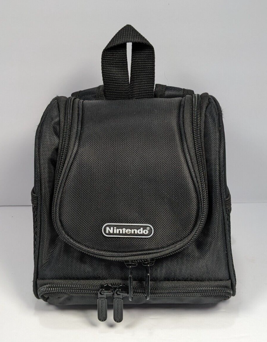 Nintendo DS Gameboy Small Backpack Carrying Case Black Zippered Game Bag