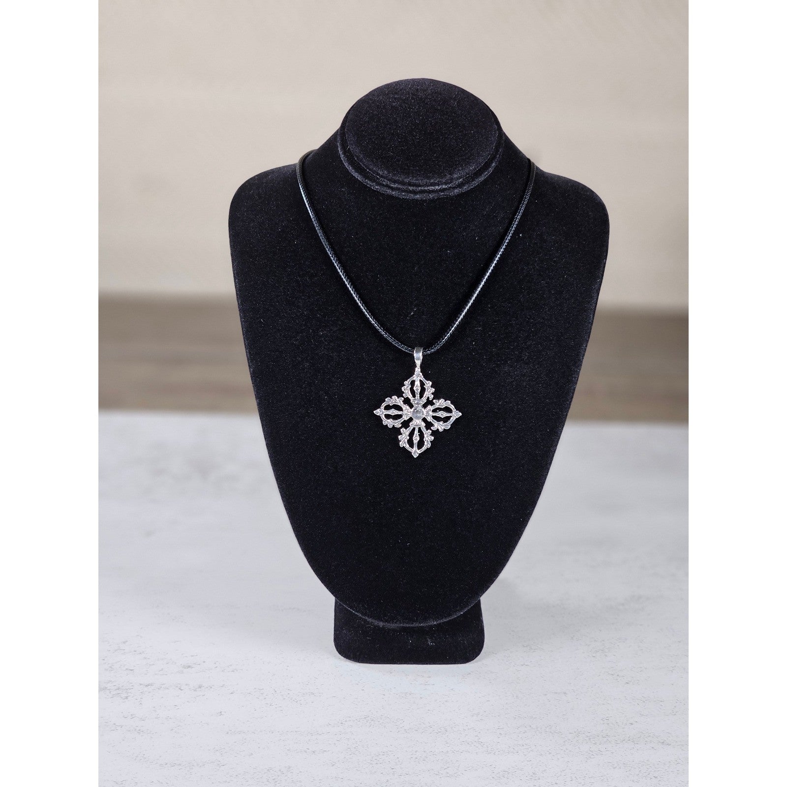 Vintage Sterling Silver Ornate Cross Necklace Pendant