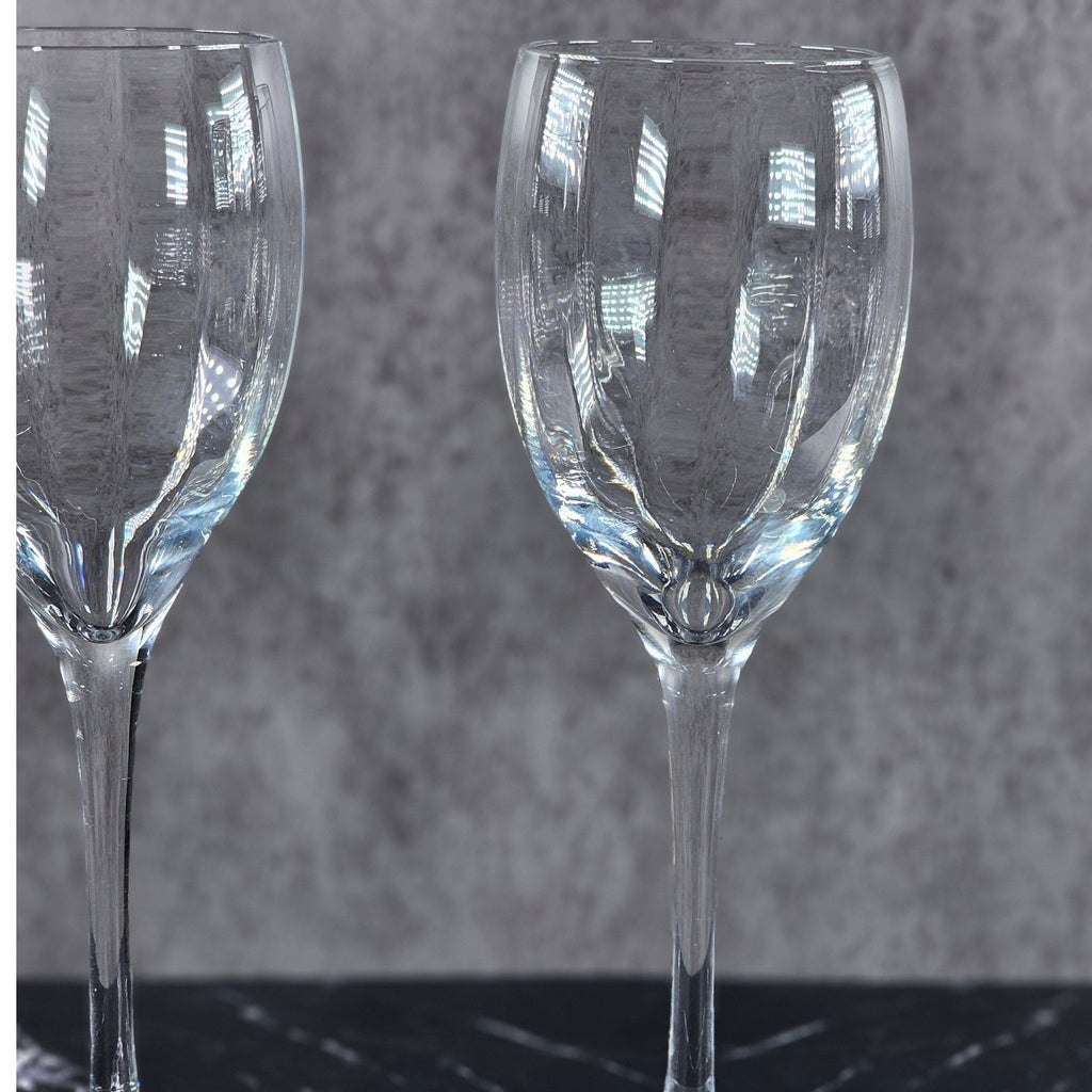 Vintage Crystal Fantasy Ribbed Water Goblets Set of 2 Glasses 7.5