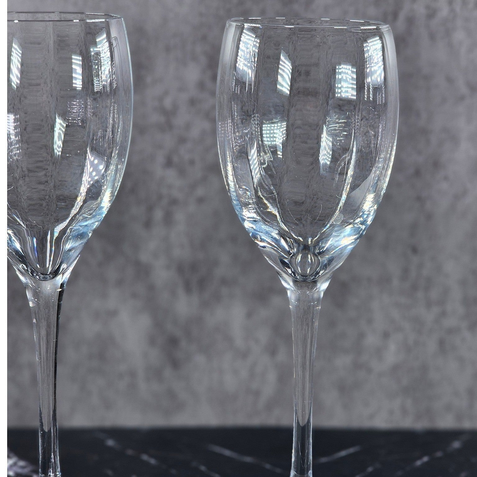 Vintage Crystal Fantasy Ribbed Water Goblets Set of 2 Glasses 7.5
