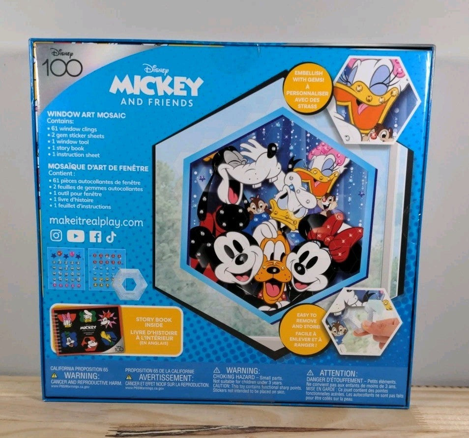 Disney Window Art Mosaic Mickey & Friends 66 pcs Reusable New In Box