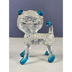 Vintage Lucite Cat Figurine Clear Blue Accents Hong Kong