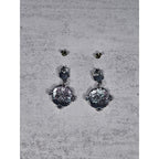 Vintage Silver Tone Geometric Drop Earrings Pierced Statement Dangles