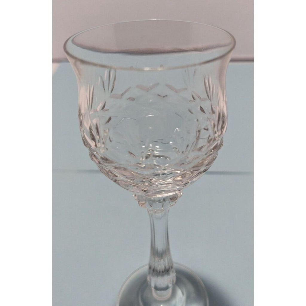 Crystal Cut Cordial Glasses Set of 2 Stemmed 5 Inch