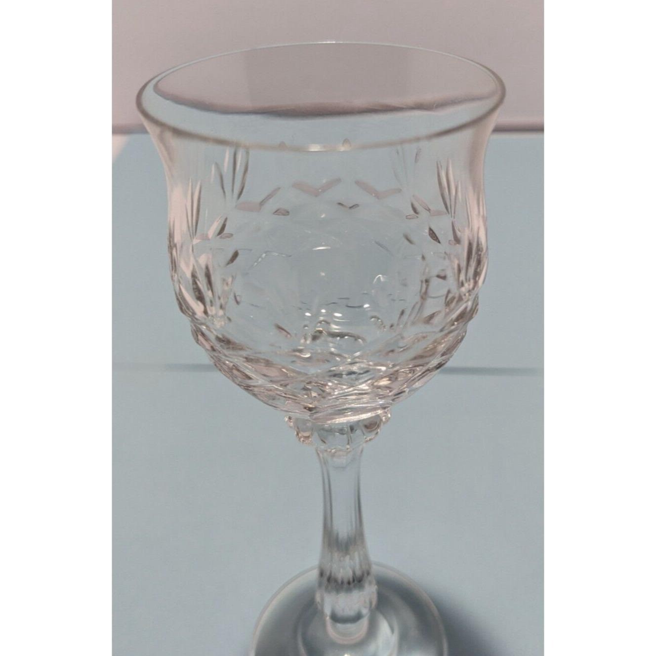 Crystal Cut Cordial Glasses Set of 2 Stemmed 5 Inch
