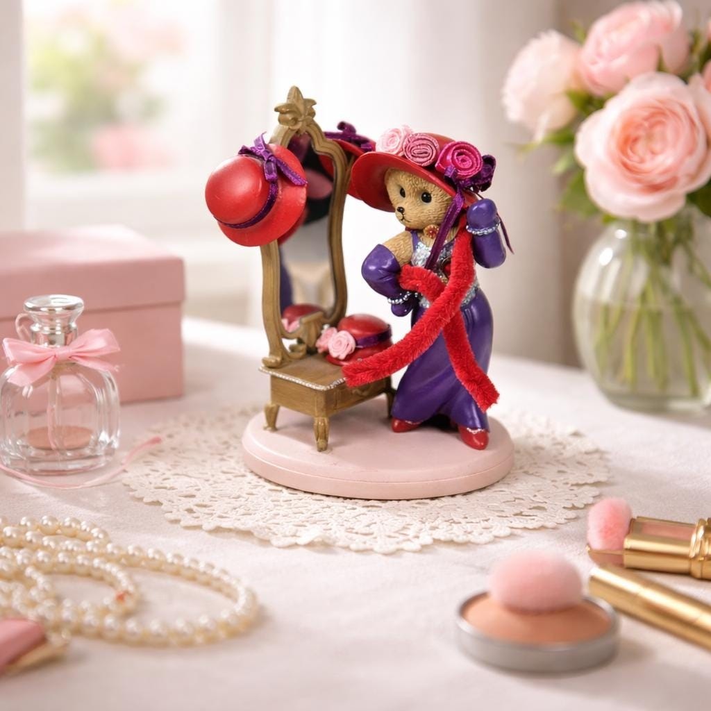 Hamilton Collection Classy n Sassy Bear Figurine Happy Hatters COA 5.5"