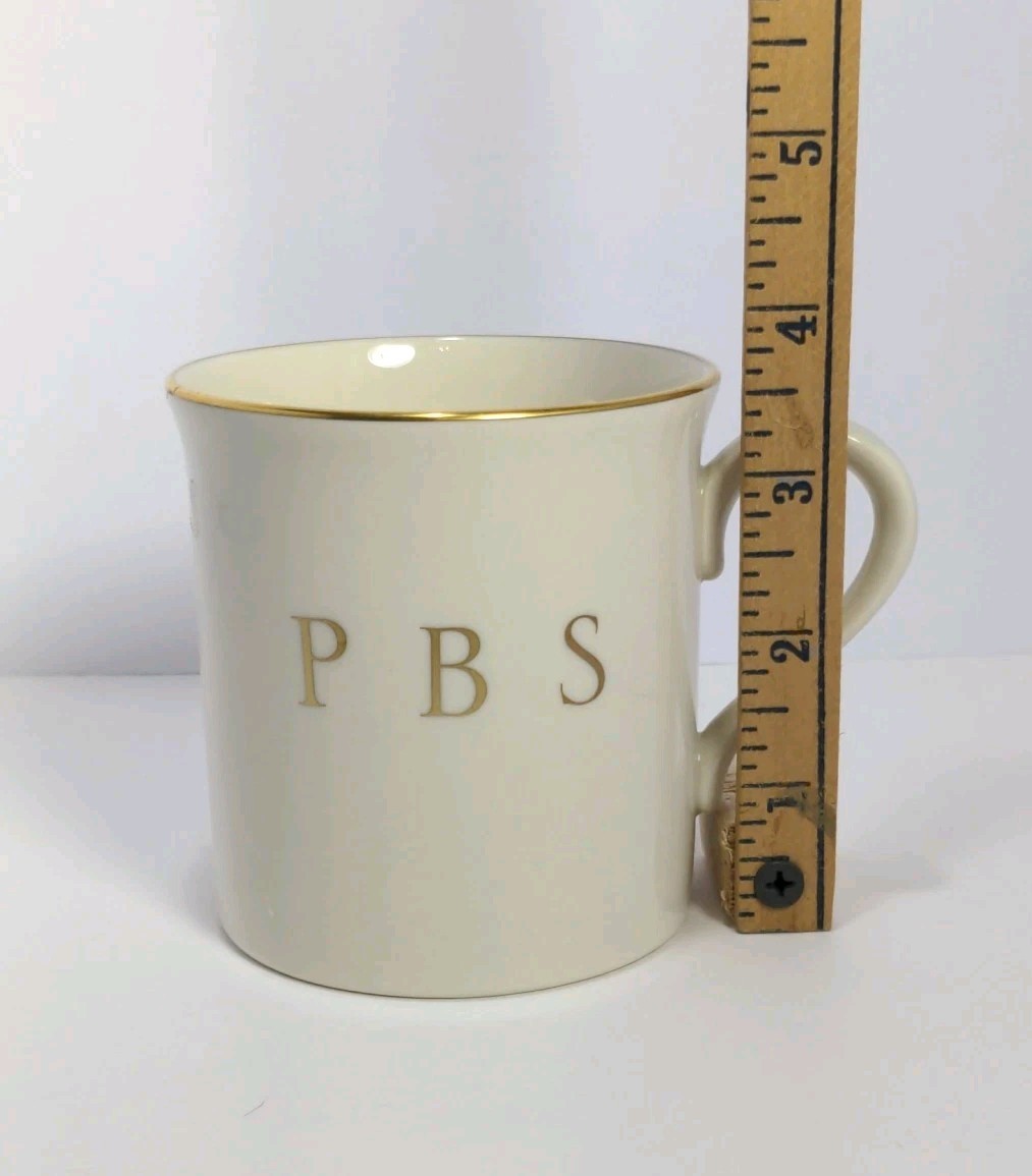 PBS Coffee Mug White With Gold Trim by Lenox – Classic Porcelain USA