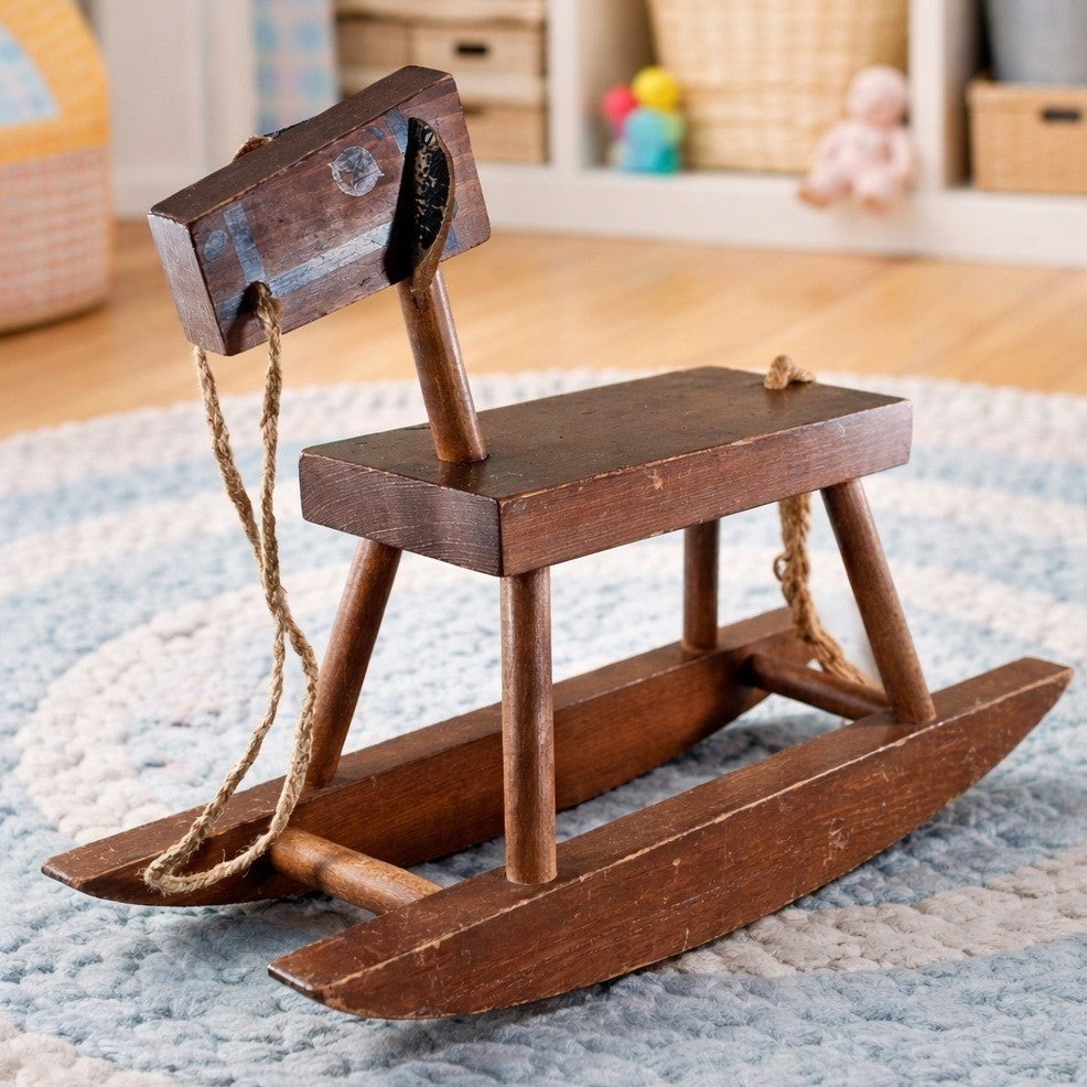 Colonial Wood Products Rocking Horse USA Rustic Nursery Decor
