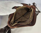 Stone & Co Shoulder Bag Purse Faux Leather Brown Cognac Zip Pockets