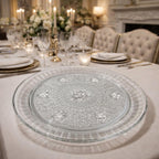 Vintage Pressed Glass Floral Cake Stand Round Serving Tray 13 Inch