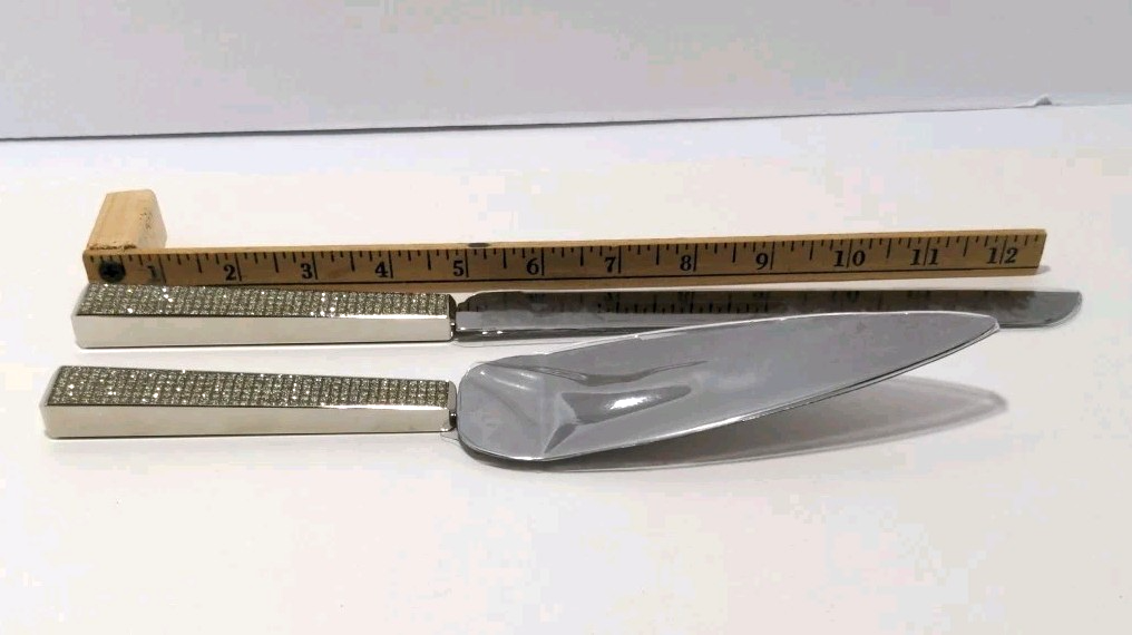 Glitter Diamonds Galore Wedding Cake Knife & Server Set — Sparkling Stainless