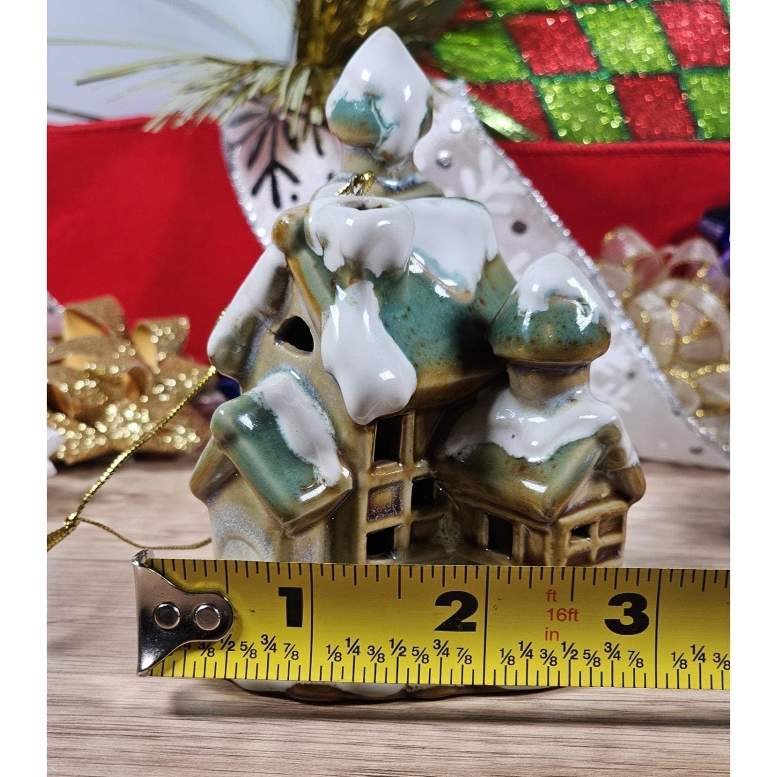 Vintage Church Ornament Snow Covered Ceramic Christmas Decor