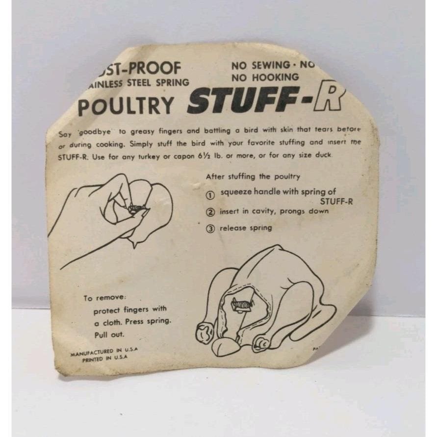 Vintage Poultry Stuffer Stainless Steel Kitchen Tool