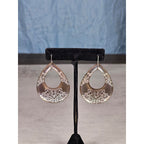 Vintage Black Teardrop Dangle Earrings with Etched Scroll Design