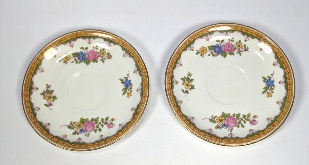 Vintage Set of Two Pope Gosser Saucer and Tea Cups With Gold Trim