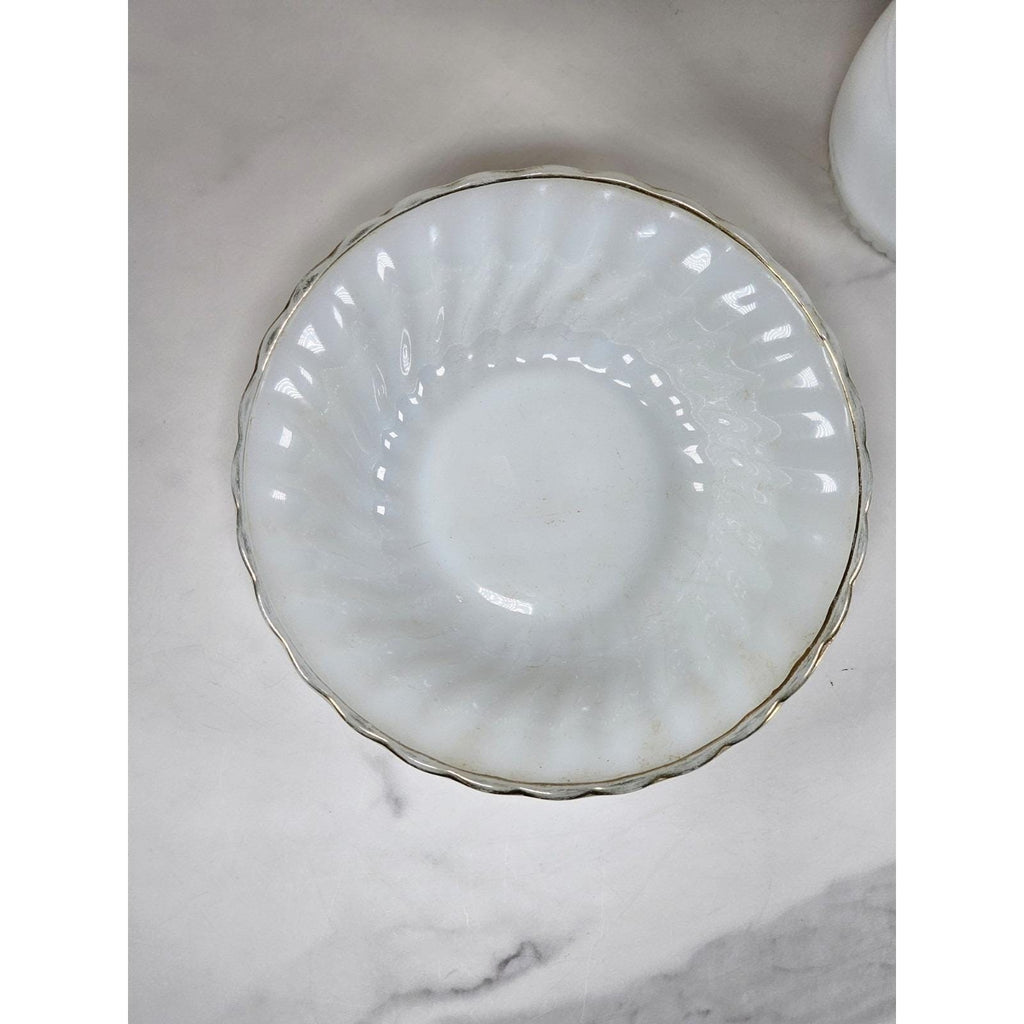 Anchor Hocking Fire-King Milk Glass Mug and Swirl Bowl Set Vintage