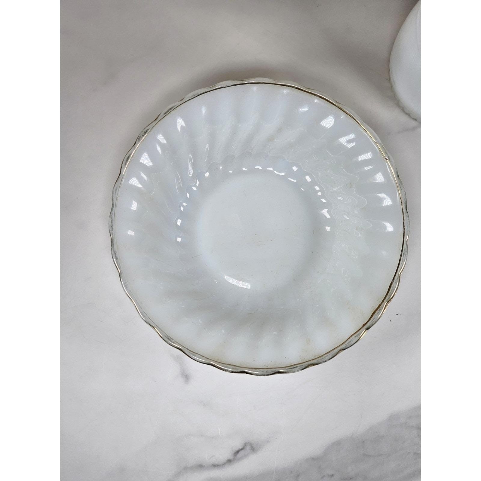 Anchor Hocking Fire-King Milk Glass Mug and Swirl Bowl Set Vintage