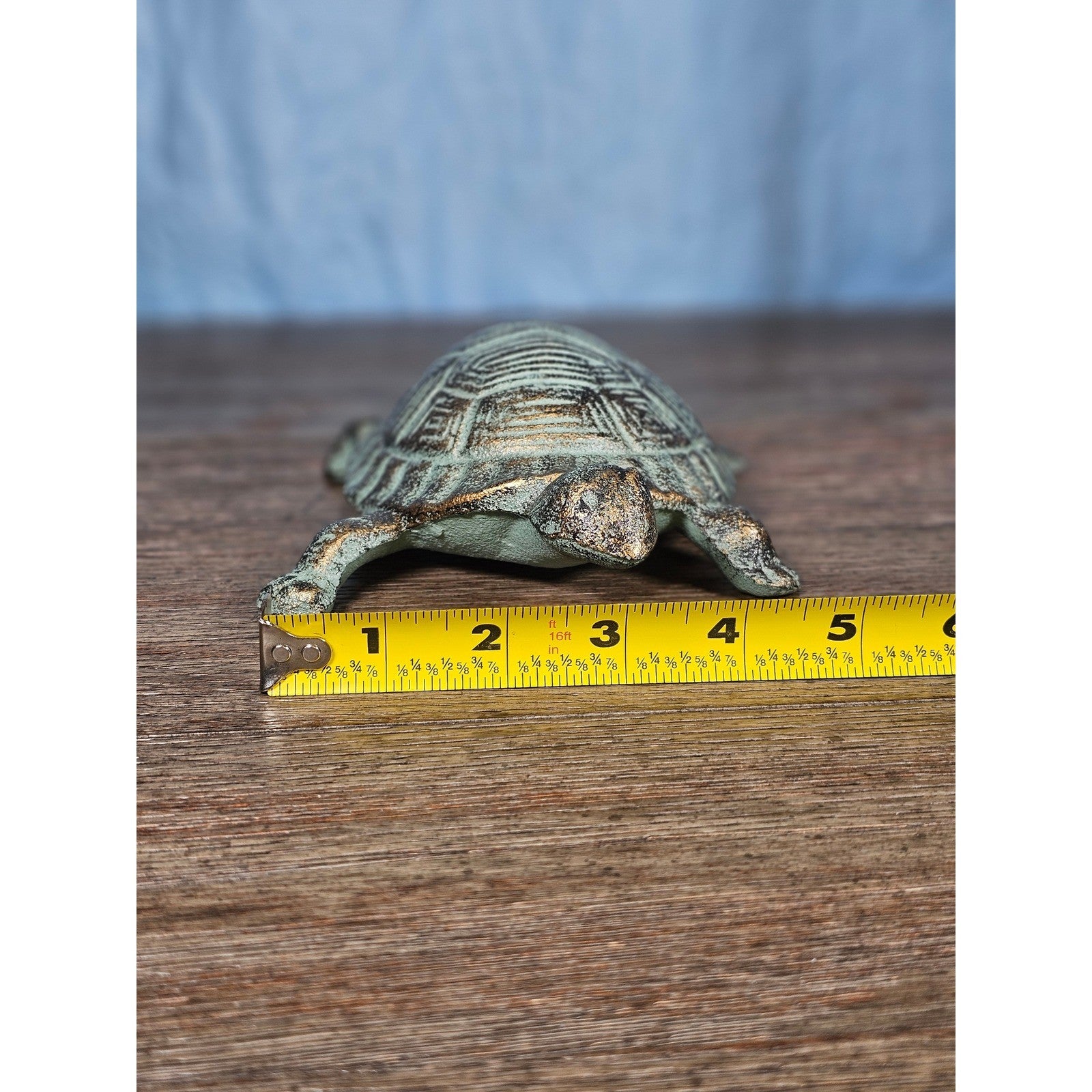 Cast Iron Turtle Decor Tabletop Accent Green Patina Coastal Figurine