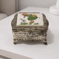 Vintage Silver Plated Trinket Box Red Felt Japan