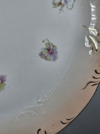 11″ Austria Floral Plate Platter Vintage Porcelain Hand-Painted Gold Trim Rustic