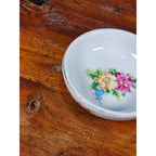 Vintage Floral Porcelain Dipping Bowl with Gold Rim – Small Trinket Dish