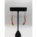 Pair of Handmade Buffalo Bone Skull Dangle Earrings Vintage Tribal Style