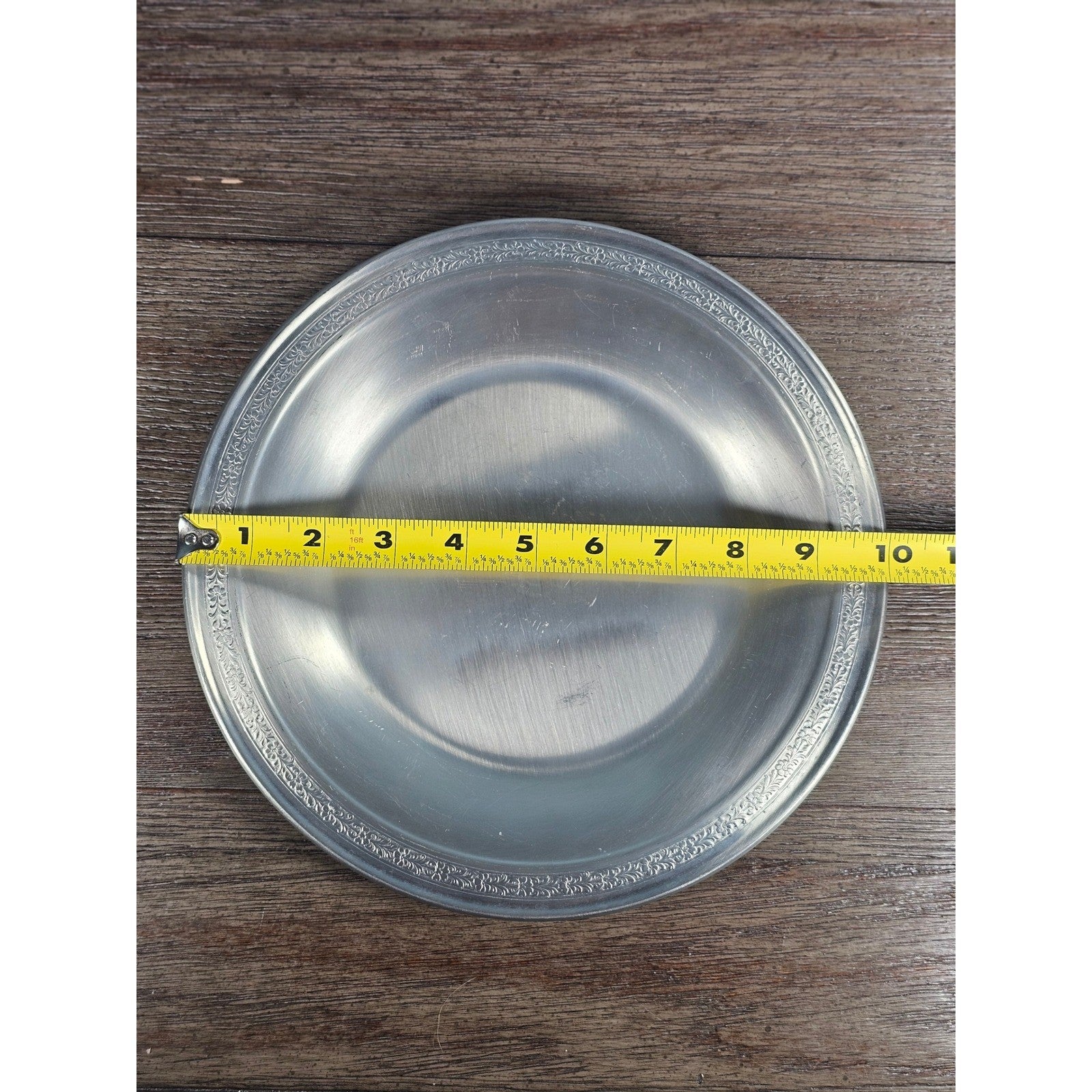 Vintage Towle Newburyport Pewter Bowl 10 Inch Floral Rim Serving Dish