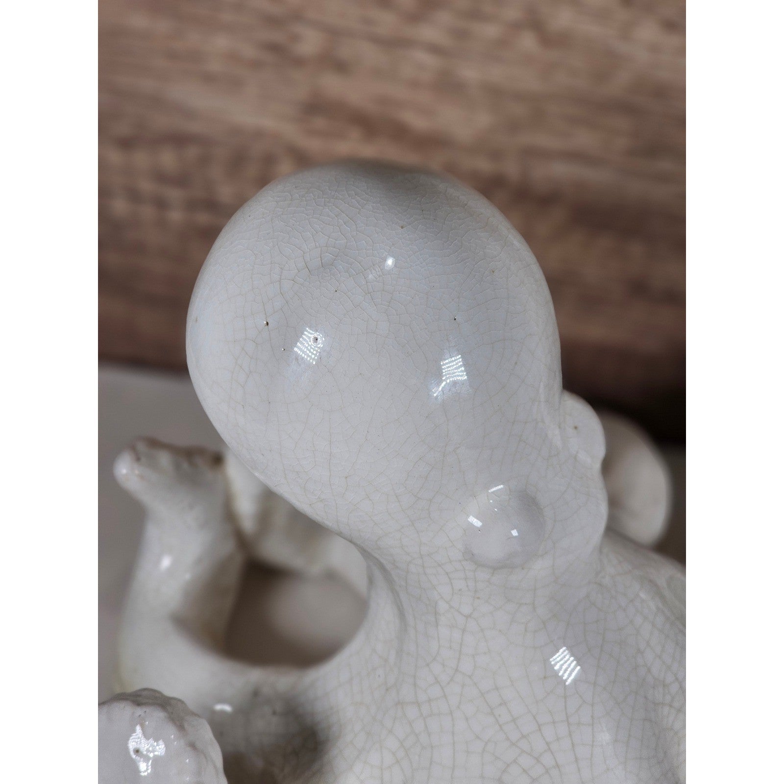 White Crackle Glaze Ceramic Octopus Figurine Nautical Coastal Home Decor Accent