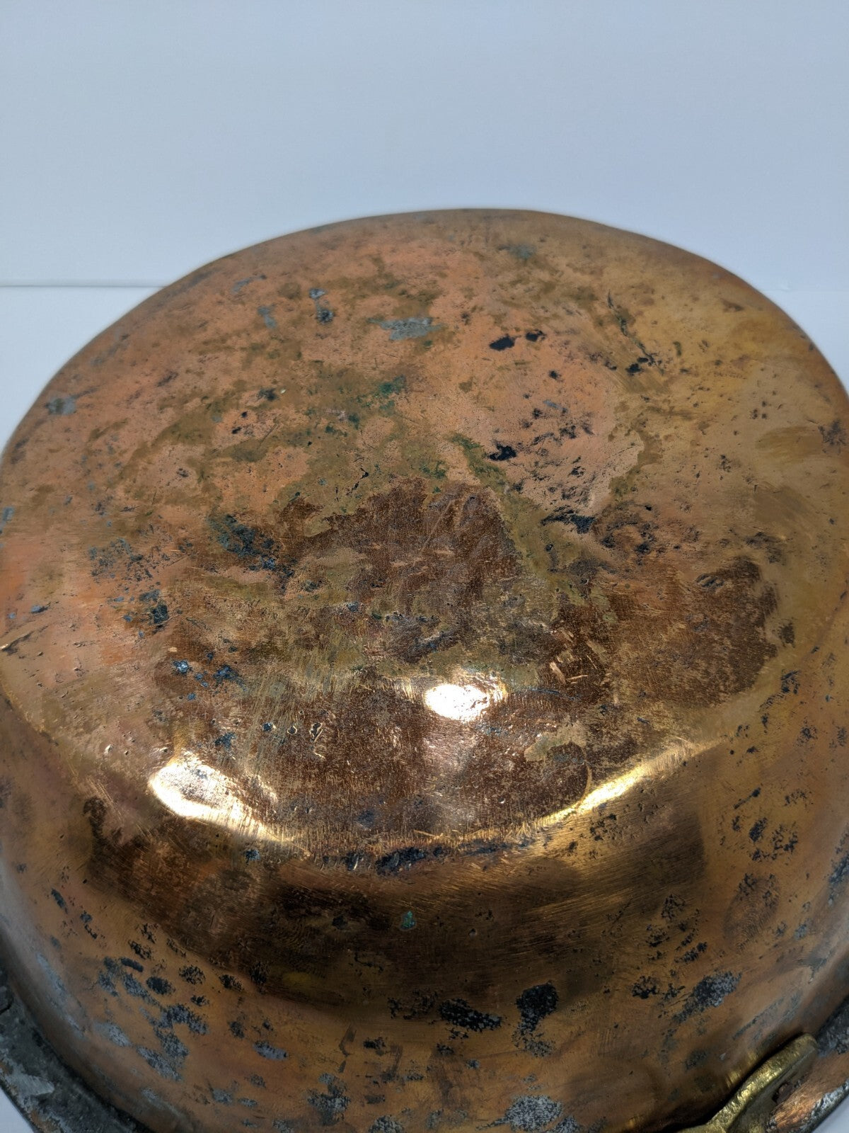 Vintage Copper Plated Pot With Cast Brass Handles