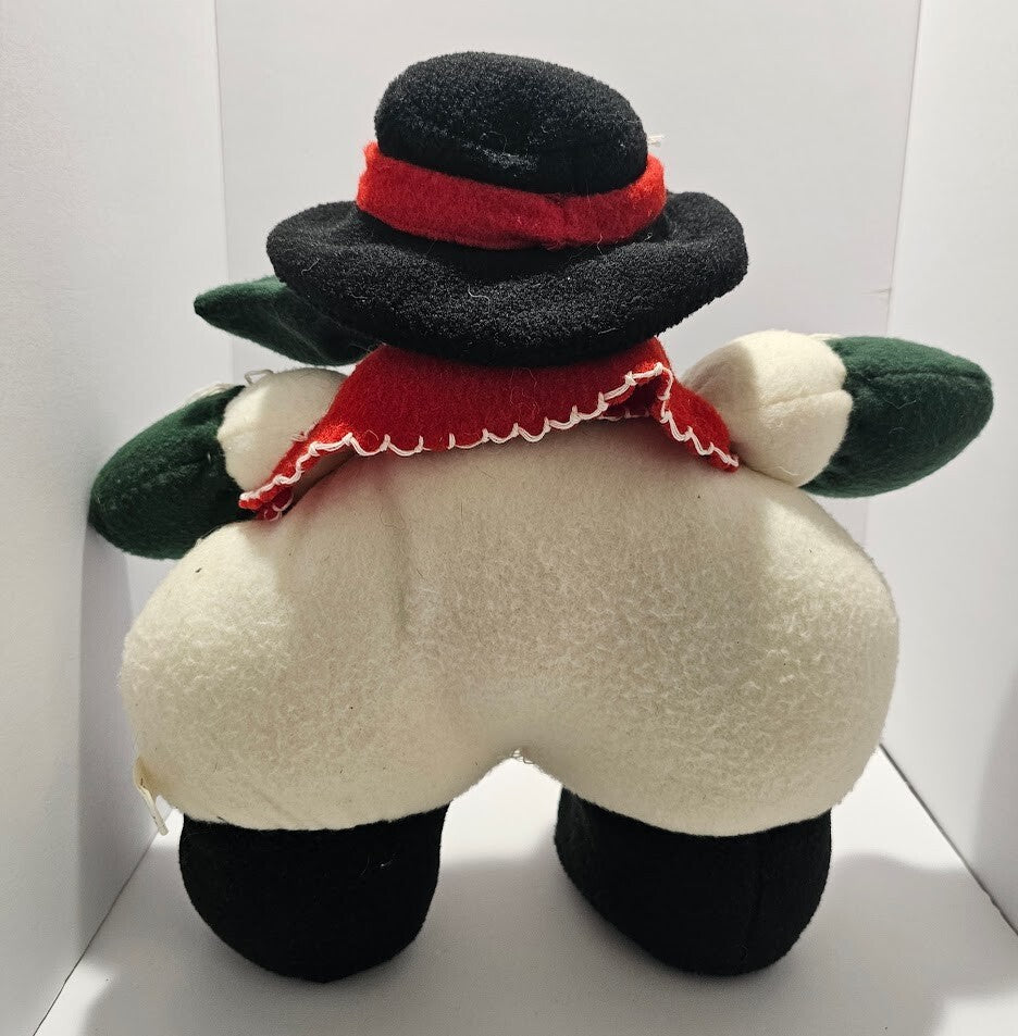 Vintage Holiday Plush Snowman – 11″ x 8.5″ Retro Christmas Decor Toy