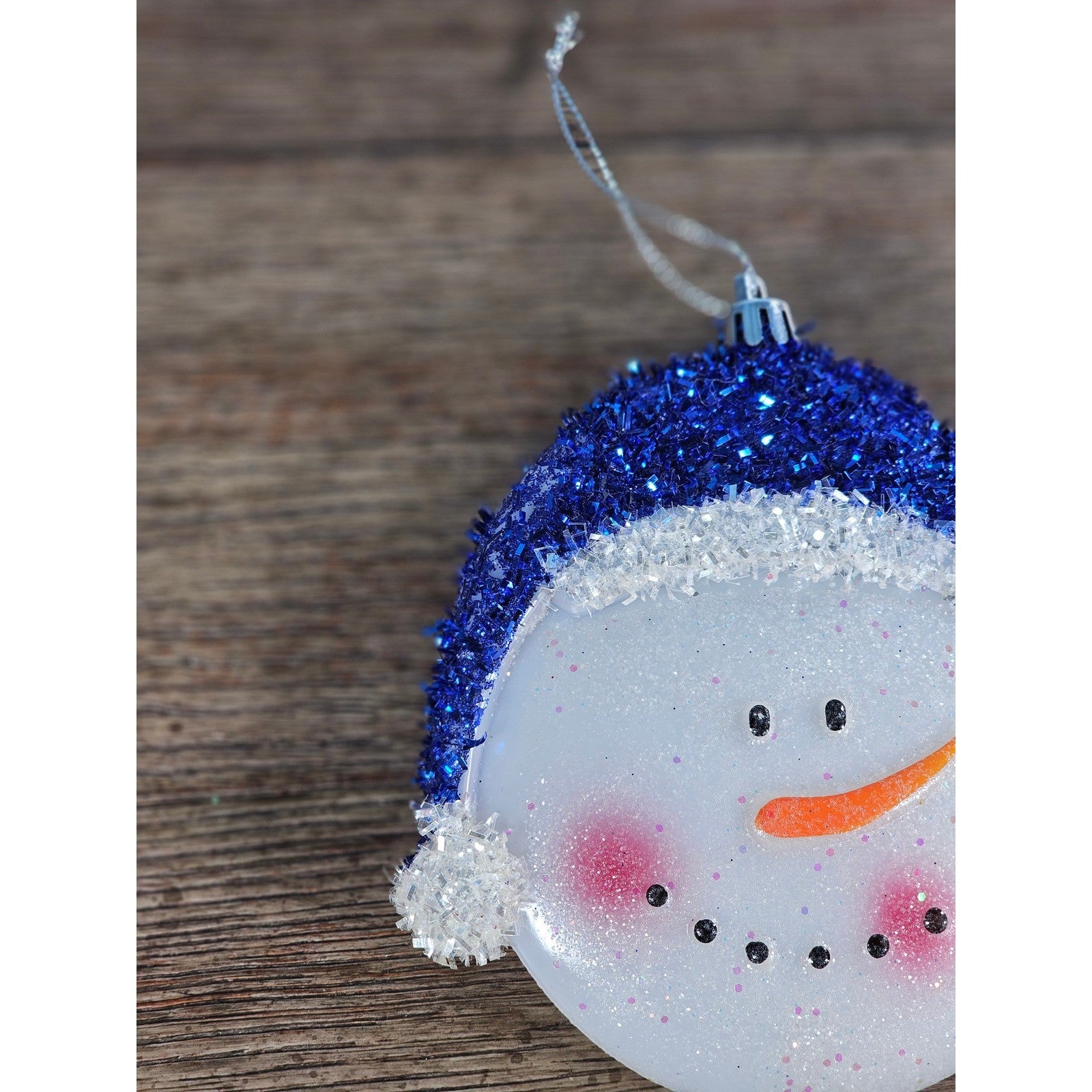Snowman Christmas Ornament Blue Hat Hard Plastic Winter Decor 4 Inch