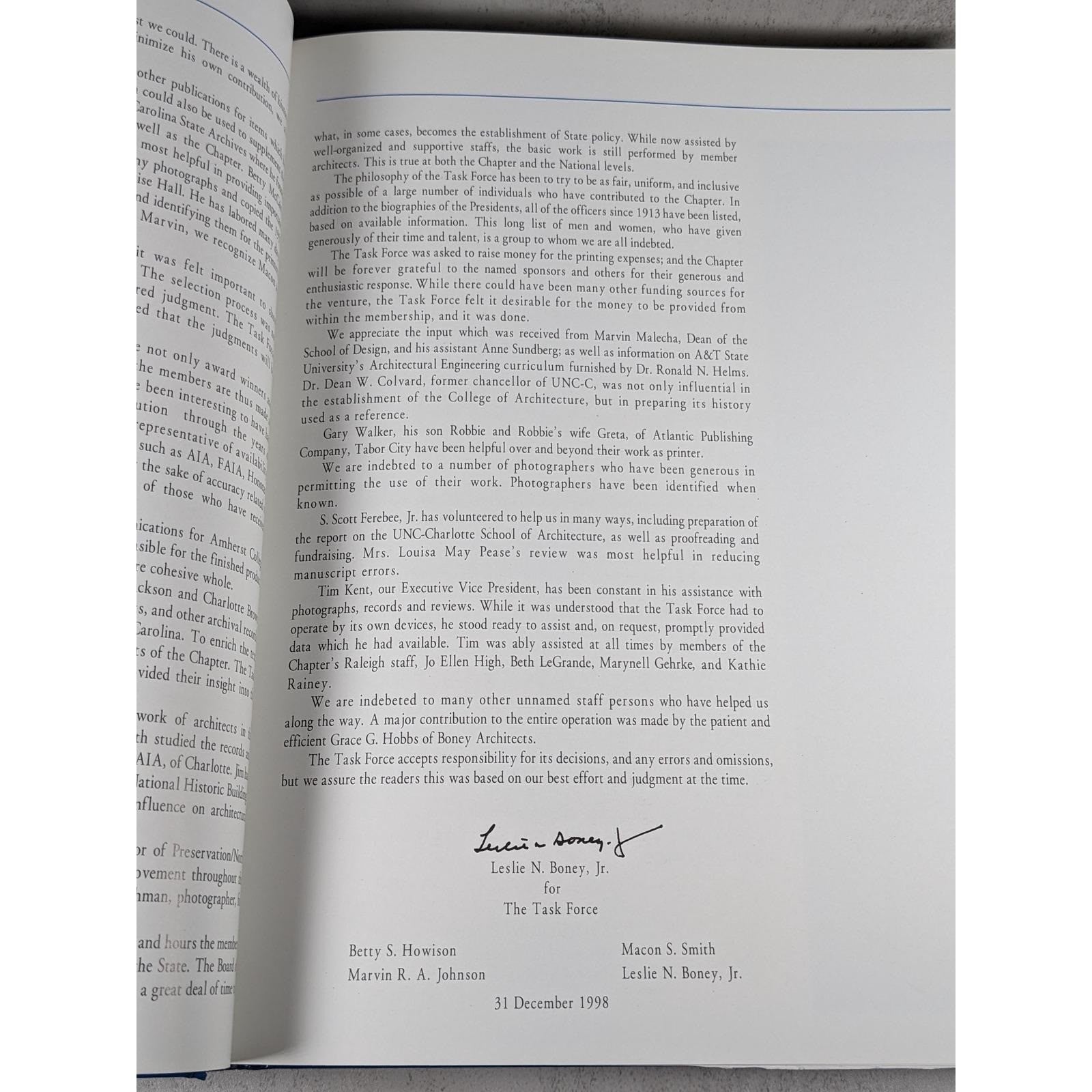 NC AIA Architectural History Book Signed Leslie Boney 1999