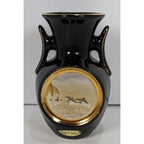 Art of Chokin Dolphin Mini Vase Black Gold Japan 5" Vintage