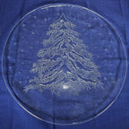 Vintage Crystal Christmas Tree Platter 12.75" Italy Holiday Serving Tray