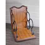 Vintage Countertop Wine Bottle Rack | Wood & Black Metal | Holds 3 Bottles