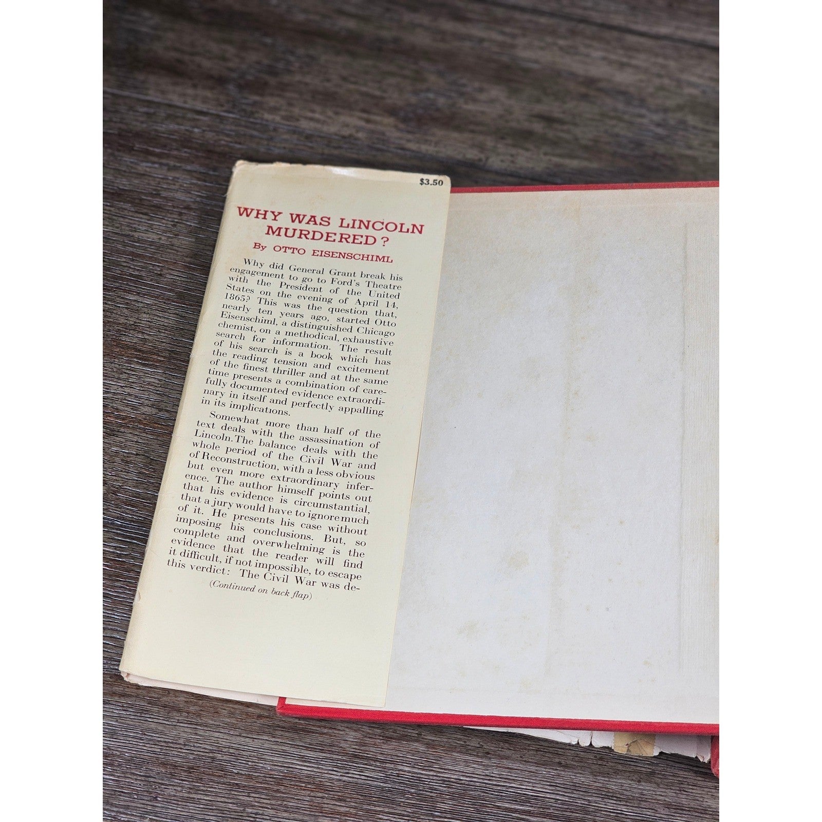 1937 First Edition Why Was Lincoln Murdered Otto Eisenschiml