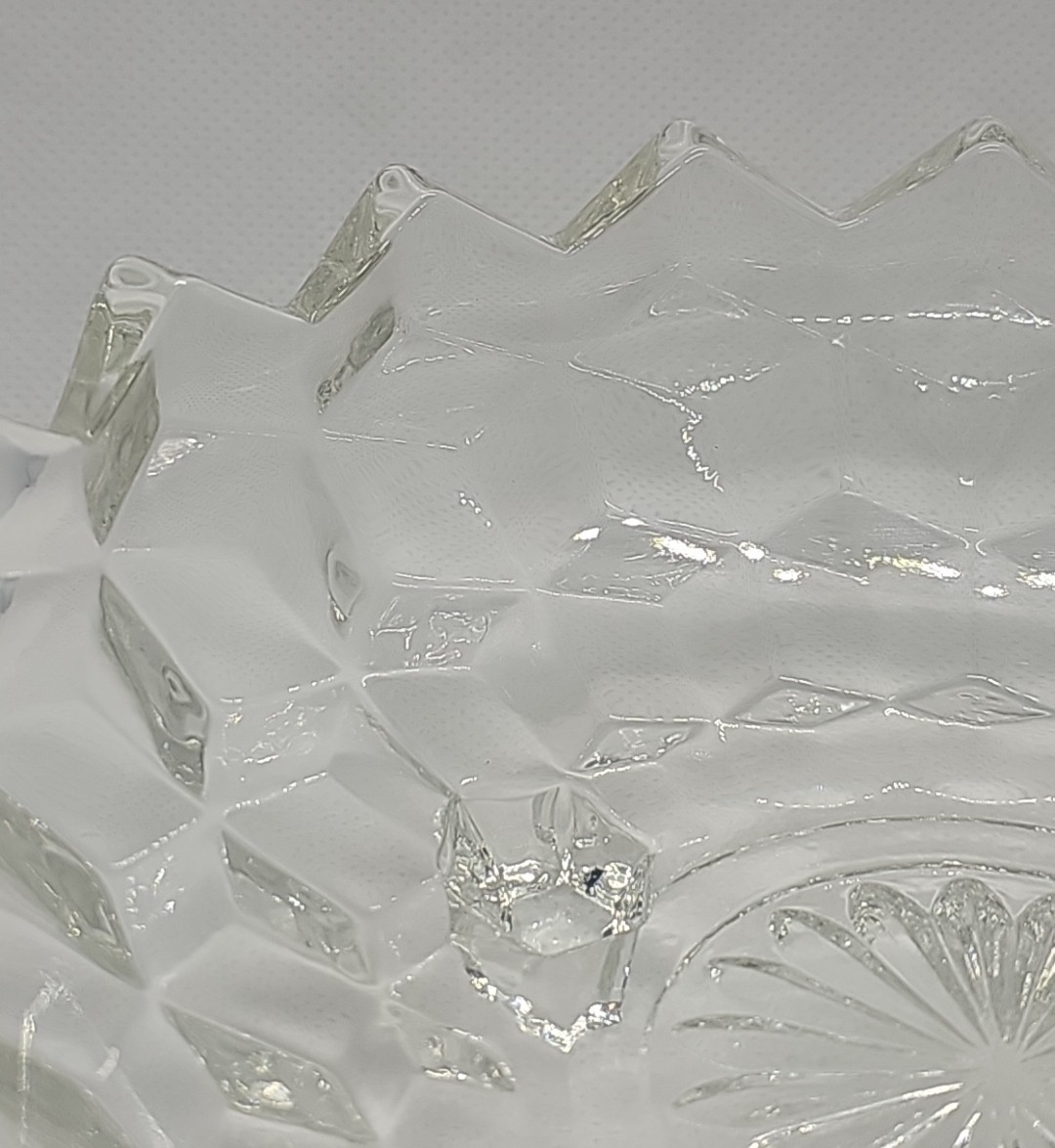 Fostoria American Cubist 3-Footed Clear Pressed Glass Bowl