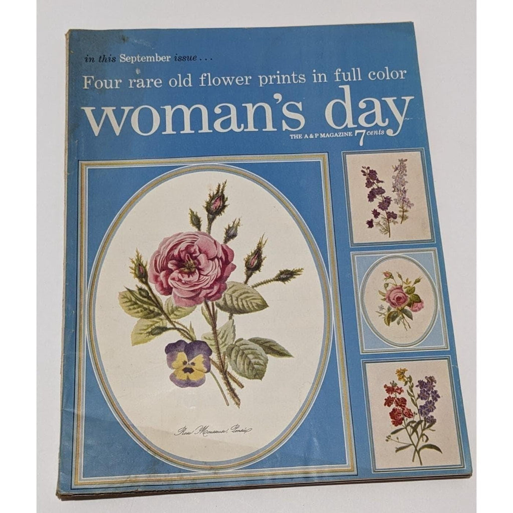 1954 Womans Day Magazine September Vintage Floral Prints Ephemera