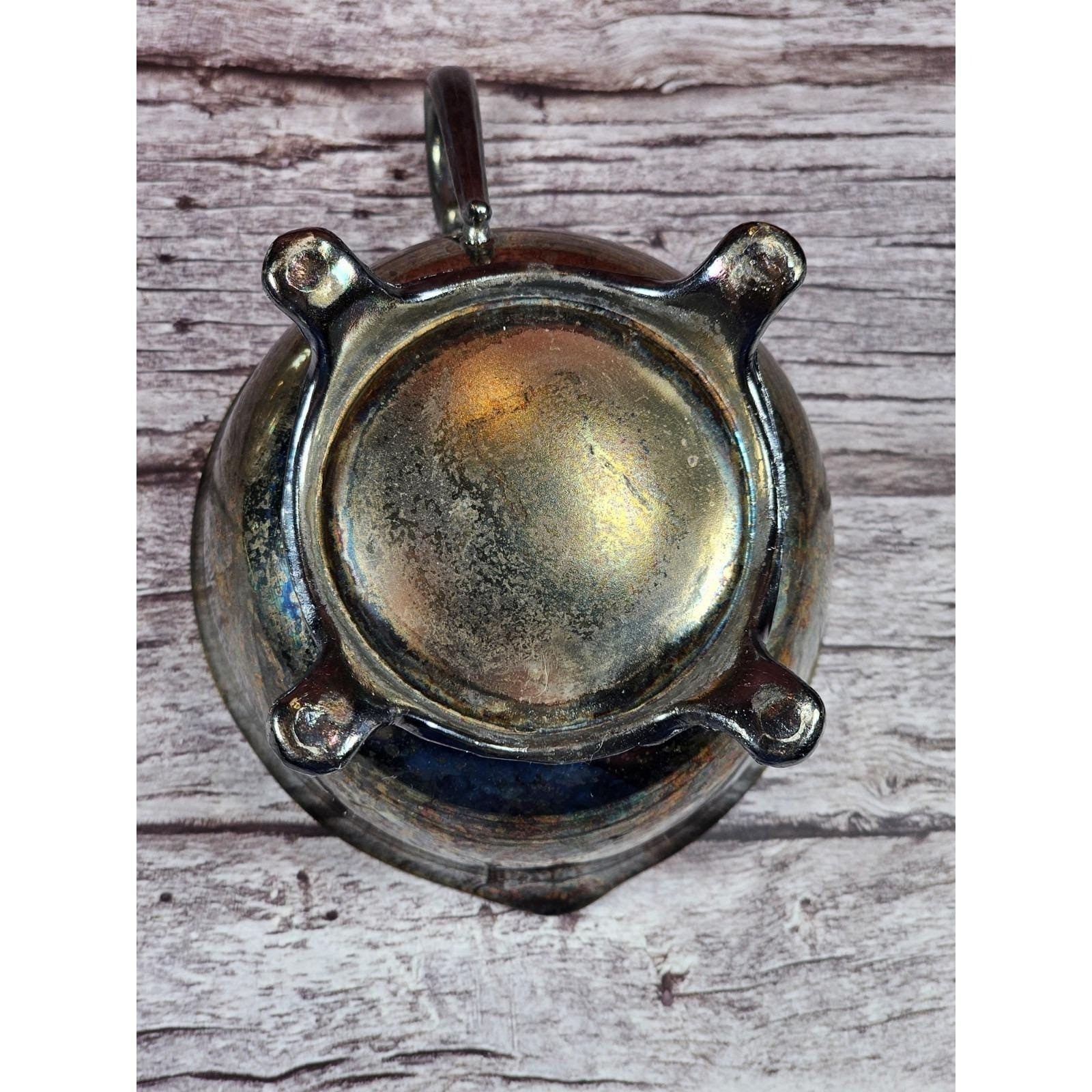 Vintage Silver Plated Creamer with Lid Footed Antique Tableware