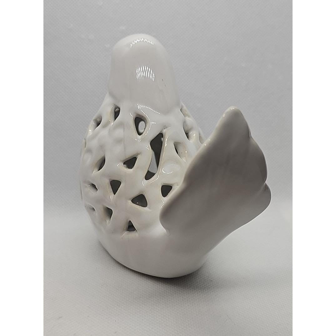 White Porcelain Bird Figurine – 4.5" x 5" Home Décor Accent