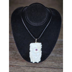 Carved Buffalo Bone Pendant Woman & Horse Motif 3x1 Inch Statement Necklace