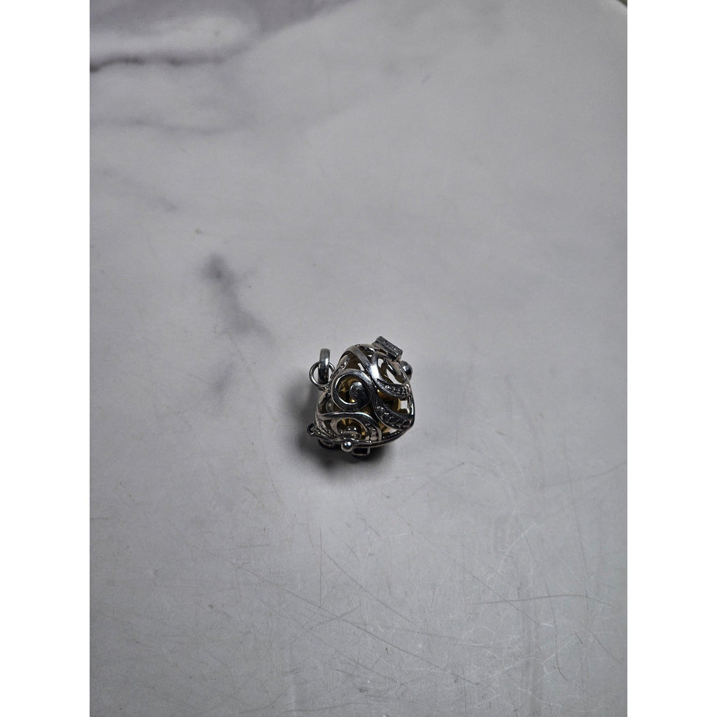 Vintage Hinged Locket Pendant with Inner Sphere & Dark Stone Accents