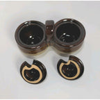 Vintage Brown Ceramic Double Jam & Jelly Crock Server with Lids
